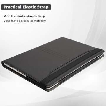 TYTX Compatible with MacBook Pro Case 13 Inch, PU Leather MacBook Case fits for 2016-2024 Model M2 A2338 M1 A2251 A2289 A2159 A1989 A1708 A1706, 13" Laptop Case with Vents and Stand Function, Black