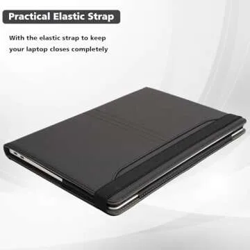 TYTX Compatible with MacBook Pro Case 13 Inch, PU Leather MacBook Case fits for 2016-2024 Model M2 A2338 M1 A2251 A2289 A2159 A1989 A1708 A1706, 13" Laptop Case with Vents and Stand Function, Black