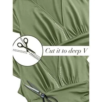 ANRABESS Women Deep V Neck Long Sleeve Slit 2024 Fall Elegant Formal Wedding Guest Cocktail Evening Date Prom Maxi Long Dress Green Large