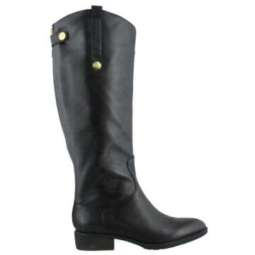 Sam Edelman Women's Penny Classic Equestrian Boot, Black Leather, 6 Medium US