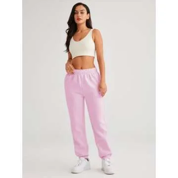 AUTOMET Women’s Winter Casual Baggy Fleece Lined Sweatpants Fashion High Waisted Joggers Pants Ath...