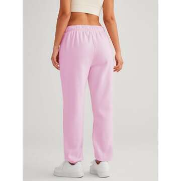 AUTOMET Women’s Winter Casual Baggy Fleece Lined Sweatpants Fashion High Waisted Joggers Pants Athletic Clothes with Pockets Pink S