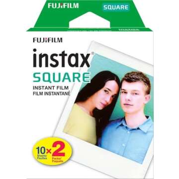 Fujifilm Instax Square SQ1 Instant Camera Chalk White + Fuji Instax Film Value Pack (40 Sheets) + Sh...