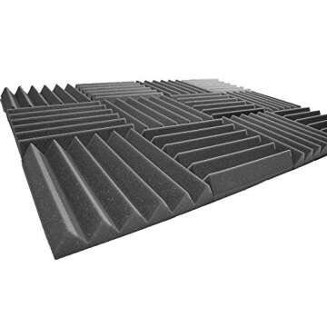 Pro Studio Acoustics - Charcoal - 12"x12"x2" Acoustic Wedge Foam Absorption Soundproofing Tiles - 12...