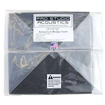 Pro Studio Acoustics - Charcoal - 12"x12"x2" Acoustic Wedge Foam Absorption Soundproofing Tiles - 12 Pack