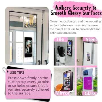 AZXYI 2 Pack Silicone Suction Phone Case Mount, Silicon Adhesive Suction Cup Phone Mount, Non Slip Sticky Phone Grip for Cellphone, Strong Grip Holder for Selfies and Videos (Light Pink)