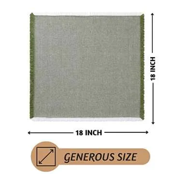 Folkulture Cloth Napkins Set of 12 Green Washable Napkins