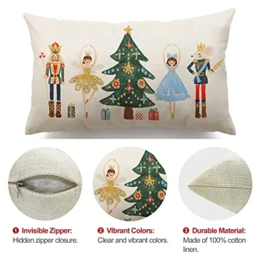 Merry Christmas Nutcracker Pillow Cover for Holidays