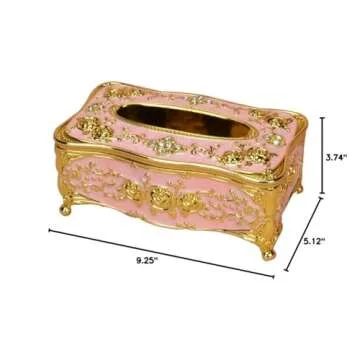 Moolecole European Ornate Tissue Box Cover Arcrylic Paper Napkin Holder Home Hotel Decor Gold Pink