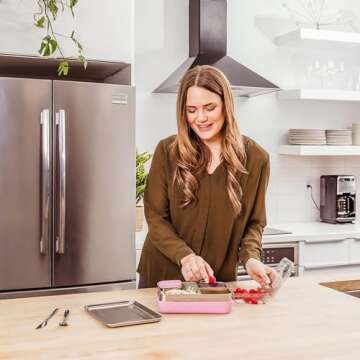 WeeSprout 18/8 Stainless Steel Bento Box (Large) - 3 Compartment Metal Lunch Box, Skid-proof Silicone, for Kids & Adults, Bonus Dip Container, Fits in Lunch & Work Bags, Dishwasher & Freezer Friendly