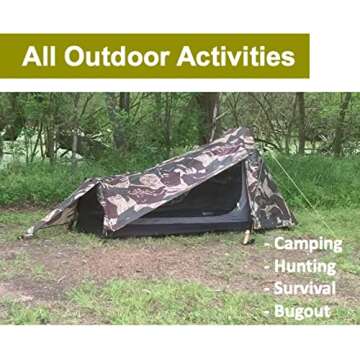 Ridgeback One Person Tent, Easy to Setup Ruggedized Waterproof Tent for Camping (RBS Camouflage)