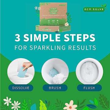 Natural Toilet Bowl Cleaner Strips, Eco-friendly, Non-toxic, Septic Safe, Removes Odors & Stains, Pl...