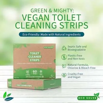 Natural Toilet Bowl Cleaner Strips, Eco-friendly, Non-toxic, Septic Safe, Removes Odors & Stains, Plastic-free, Natural Toilet Bowl Cleaner for Quick and Easy Cleaning, Toilet Fresheners (60 count)