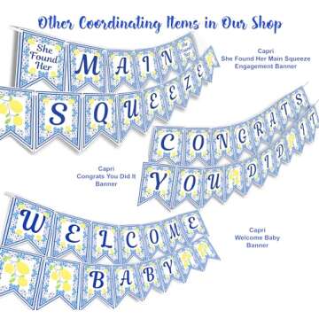 Capri Lemon Paper Plates - Set of 8 Paper Plates - Picnic Party Supplies - Engagement Party Supplies - Blue China Pattern Paper Plates - Lemon Party Supplies - Italian Plates - Capri Lemon 9 in