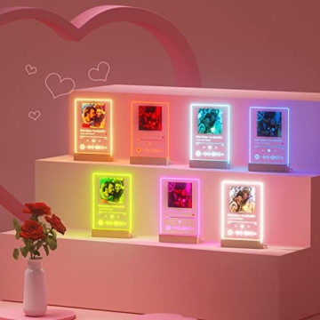 witfox Spotify Plaque Personalized Gifts for Women Men - Acrylic Spotify Song Plaque - Custom Photo Gifts for Boyfriend Girlfriend - Customized Valentines Day Gifts for Him Her