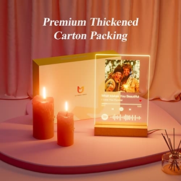 witfox Spotify Plaque Personalized Gifts for Women Men - Acrylic Spotify Song Plaque - Custom Photo Gifts for Boyfriend Girlfriend - Customized Valentines Day Gifts for Him Her