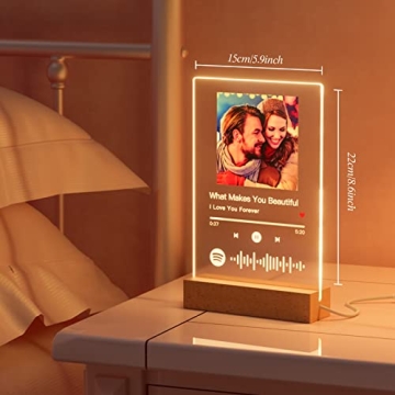 witfox Spotify Plaque Personalized Gifts for Women Men - Acrylic Spotify Song Plaque - Custom Photo Gifts for Boyfriend Girlfriend - Customized Valentines Day Gifts for Him Her