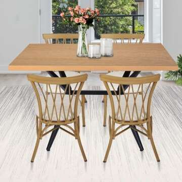 LUCKYERMORE 48 X 30 Inch Dining Table for 4-6 Persons, Wood Kitchen Table with 1.5" Thickness Tablet...