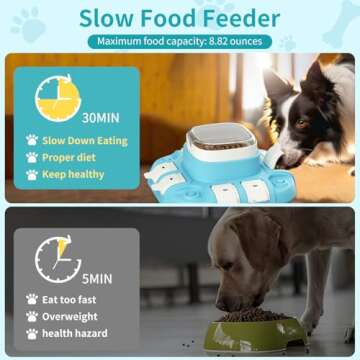 Firsting 3 in 1 Dog Puzzle Toy, Slow Feeder Dog Treat Puzzle,Interactive Dog Toys for Boredom, Dog Toys to Keep Them Busy,Mental Stimulation for Dogs，Dog Enrichment Toys with IQ Training，Lake Blue