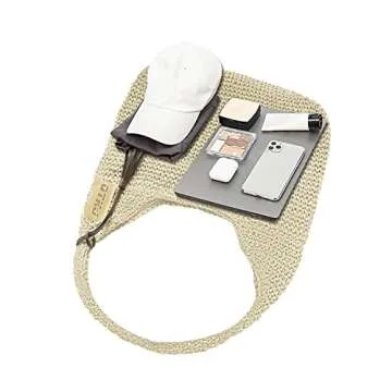 QTKJ Hand-woven Soft Large Straw Shoulder Bag Boho Straw Handle Tote Retro Summer Beach Bag Rattan Handbag (Beige)