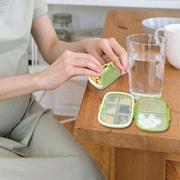 4 Pack Travel Pill Case Organizer with Two Sizes, Moisture Proof Small Pill Box for Purse Pocket, Cute Pill Holder Portable Daily Vitamin Medicine Container (Green & Khaki)