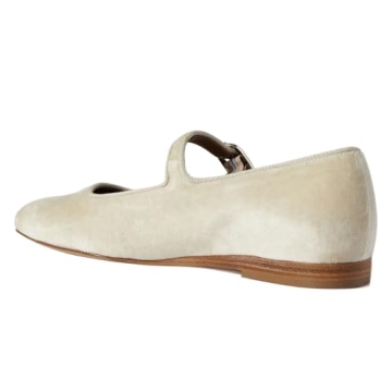 Pazzion Women Cute Closed Round Toe Mary Janes Comfortable Strap Buckled Ballet Flats Vintage Dance Walking Ballerina Shoes Size 10 Ivory