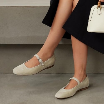 Pazzion Women Cute Closed Round Toe Mary Janes Comfortable Strap Buckled Ballet Flats Vintage Dance Walking Ballerina Shoes Size 10 Ivory