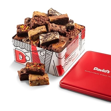 Indulge in David's Cookies Assorted Brownies Gift Tin - 20 Gourmet Slices
