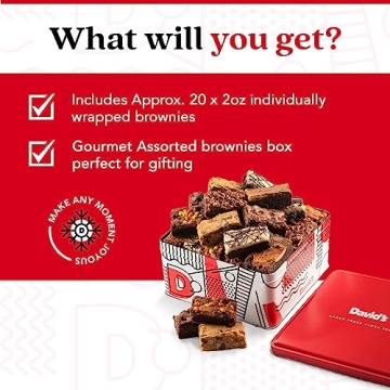 David's Cookies Assorted Brownies Gift Tin, 20 Slices