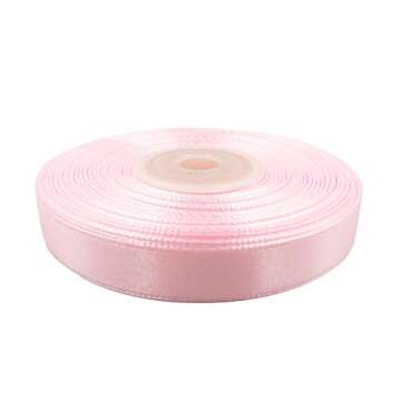 Solid Color Double Faced Pink Satin Ribbon 1/2" X 25 Yards, Ribbons Perfect for Crafts, Wedding Deco...