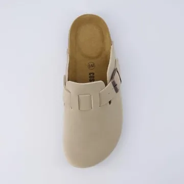 Vegan Suede Womens Clogs with Arch Support Cork Footbed