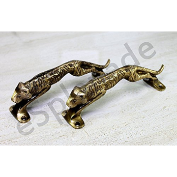 eSplanade - 7.5" Jaguar/Tiger - Brass Door Handle | Home Decor | Door Decor | Door Pull | Door Accessories | Door Handle Set of 2