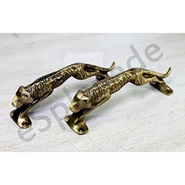 eSplanade - 7.5" Jaguar/Tiger - Brass Door Handle | Home Decor | Door Decor | Door Pull | Door Accessories | Door Handle Set of 2