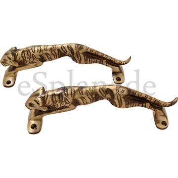 eSplanade - 7.5" Jaguar/Tiger - Brass Door Handle | Home Decor | Door Decor | Door Pull | Door Accessories | Door Handle Set of 2