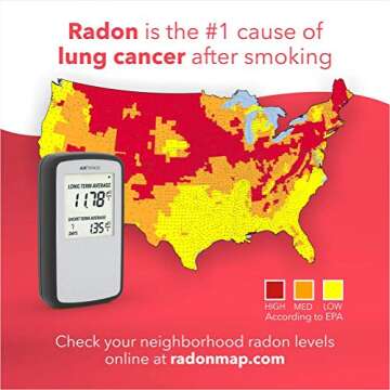 Airthings Corentium Home Radon Detector 223 Portable, Lightweight, Easy-to-Use, (3) AAA Battery Oper...