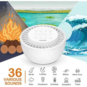 Vanzon White Noise Machine - Sound Machine with Baby for Sleeping & Relaxation, 36 Soothing High Fid...