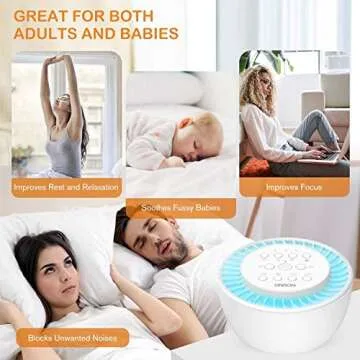Vanzon White Noise Machine - Sound Machine with Baby for Sleeping & Relaxation, 36 Soothing High Fidelity Nature Sounds, Portable Sleep Sound Therapy for Home, Office or Travel - for Kids and Adults