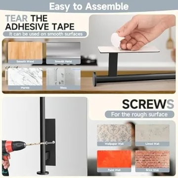 FISHCLOUD Wall Mount Paper Towel Holder - Easy Install At Home