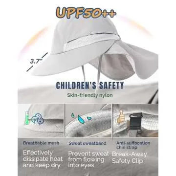 Camptrace Toddler Kids Sun Hats with Neck Flap UPF 50+ UV Protection Wide Rigid Brim Boys Girls Beac...