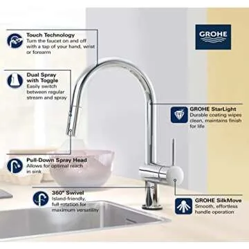GROHE 31359002 Minta Touchless Pull-Down Kitchen Faucet Chrome