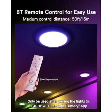 Lumary Smart Flush Mount Lights 5/6 Inch Smart WiFi Recessed Ceiling Lights, RGBWW Color Changing Dimmable LED Disk Light, LED Surface Mount Can Lights Compatible with Alexa/Google Assistant-4Pack