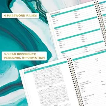 2022 Monthly Planner - 18-Month Planner with Coated Tabs & Pocket, Contacts and Passwords, 9" x 11", Thick Paper, July 2021 - December 2022, Twin-Wire Binding - Sea Blue