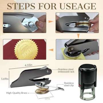 HJX Personalized Book Embosser - Custom Library Stamp