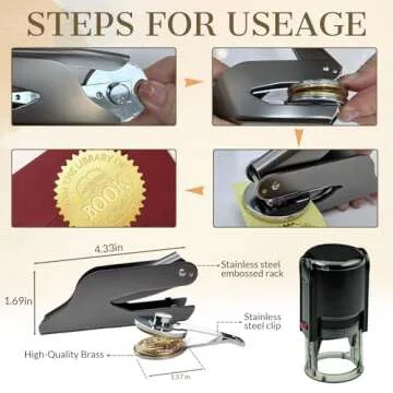 HJX Personalized Book Embosser - Custom Library Stamp