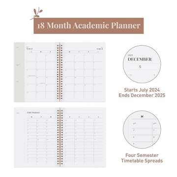 Rileys Planner 2024-2025 Academic Year, 18-Month Academic Weekly Planner - Academic Weekly & Monthly Agenda Planner, Flexible Cover, Notes Pages, Twin-Wire Binding (8 x 6 Inch, Green)