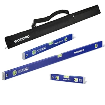 WORKPRO 3-Piece Spirit Level Set - Magnetic Torpedo and More for Perfect Measurements
