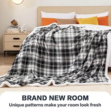 Inhand Grey Checkered Sherpa Throw Blanket for All Seasons