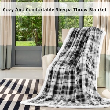 Inhand Grey Checkered Sherpa Throw Blanket for All Seasons