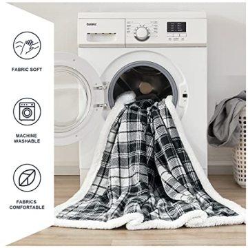 Inhand Grey Checkered Sherpa Throw Blanket for All Seasons