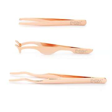 EMEDA 3pcs False Eyelash Applicator Tool Fake Lashes Tweezers Eyelashes Extension Tweezers Remover C...